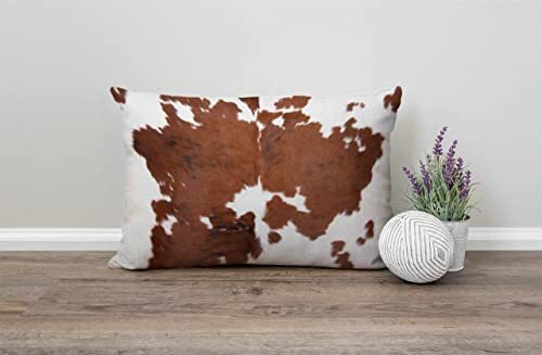 Cowhide Pillows Decorative Throw Pillow Cover Case Farm Animal Brown Jcp34 - Picture 4 of 6