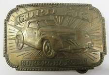 Vintage CORD 812 SUPERCHARGED Belt Buckle Brass Antique Car Montauk Silver Co.