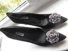 Dune London - Black Suede Brooch Court Shoes UK size 5