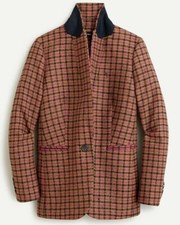 228 J.Crew 8 Parke Jacket Blazer Regent Pink Houndstooth Moon Tweed Schoolboy