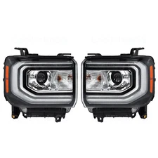 For 2016-2018 GMC Sierra 1500 HID/Xenon Type LED DRL Projector Headlights Lamps