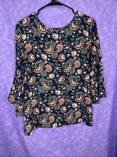 Loft Outlet Womens 3/4 Sleeve Multicolor Floral Blouse Size Small #711