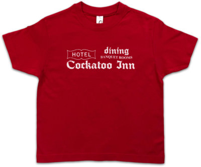 Cockatoo Inn Kids Boys T-Shirt Jackie Ordell Dining Diner Brown