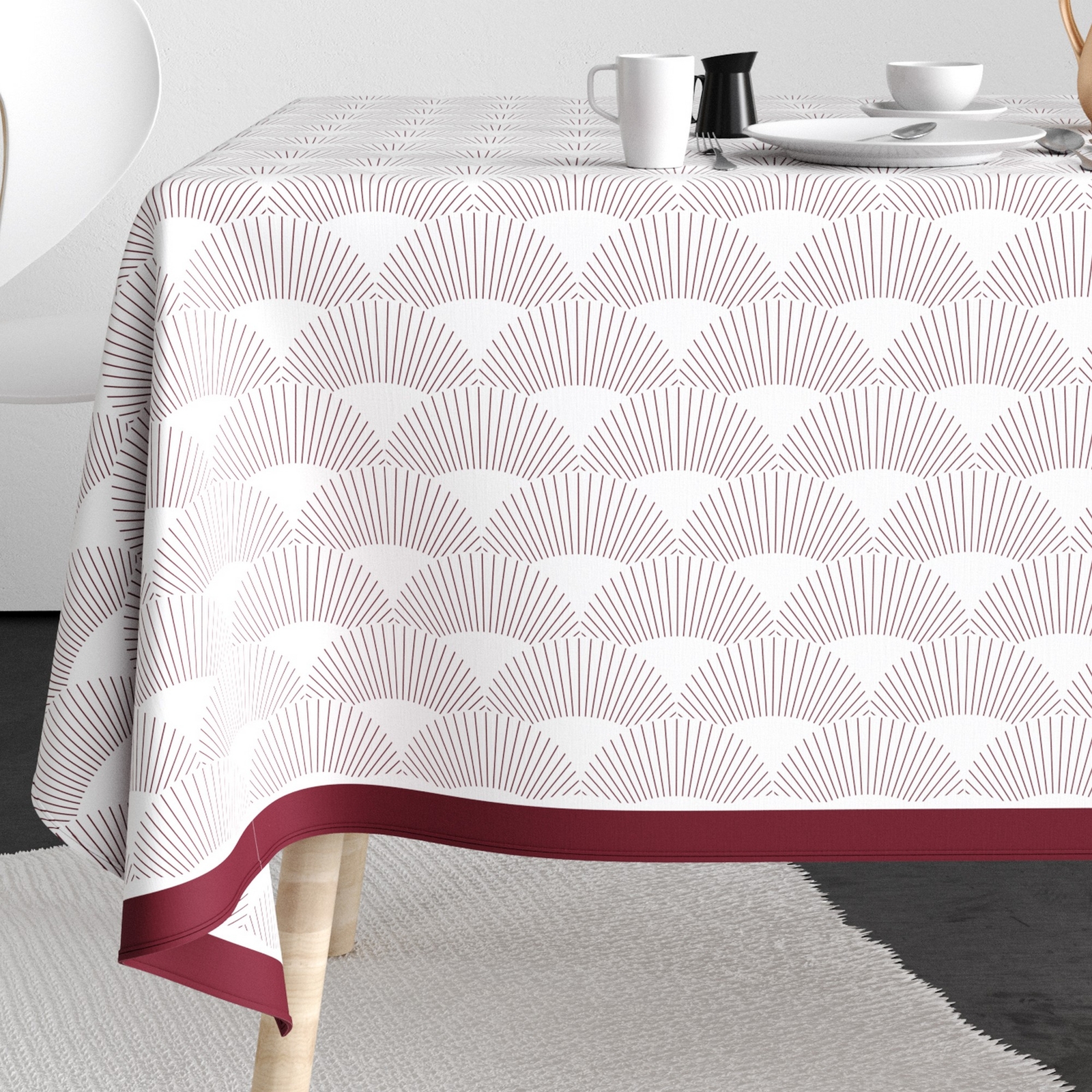 Nappe rectangulaire anti tache en coton Éclat Prune de qualité supérieure 140x250 cm