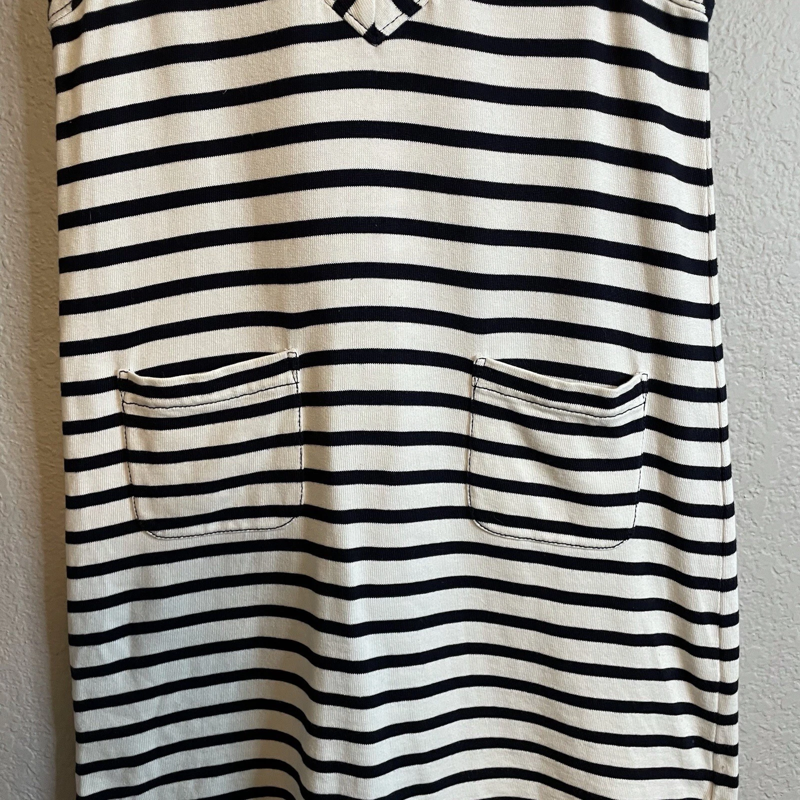 Abito Kate Spade donna S senza maniche a righe stringate tubino bianco blu navy