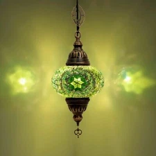 Turkish Moroccan Mosaic Ceiling Hanging Pendant Light Fixture Lamp - Free Bulb