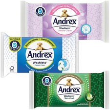 Andrex Washlets 24x Gentle Clean, Skin Kind or Classic Clean Toilet Tissue Wipes