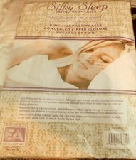 "A GREAT PRICE" KING SIZE SATIN PILLOWCASES 2 WHITE-NICE SOFT-W/ ZIPPER AA