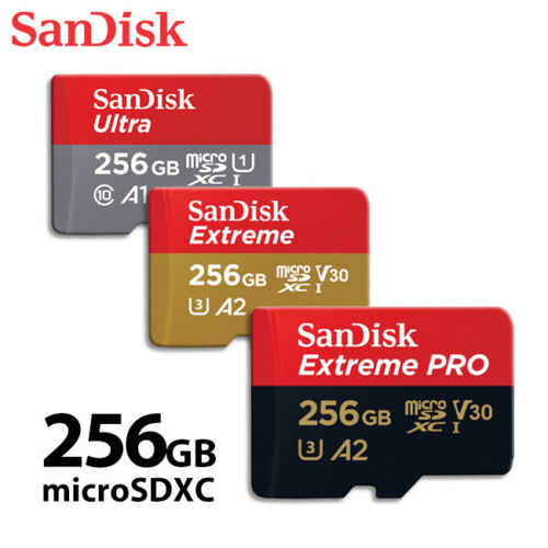 SanDisk 256GB UHS-I U1/U3 microSDXC Memory Card Up to 150MBs/ 190MBs/ 200MBs - Picture 1 of 10
