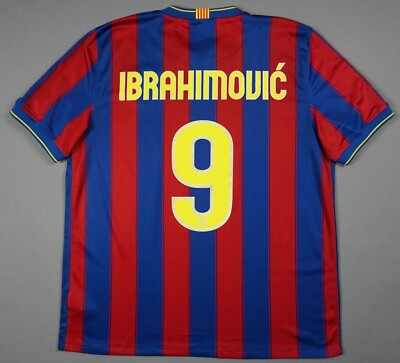 FC BARCELONA 2009-10 Zlatan Ibrahimovic Home Jersey Shirt XL