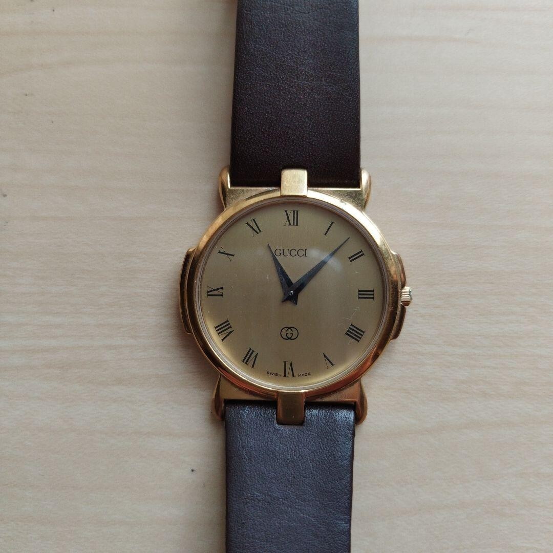 【稼動】 箱付き GUCCI グッチ 3400M ゴールド文字盤 クオーツ s-l400.jpg