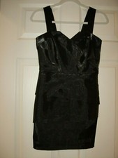 NWOT~ARMANI EXCHANGE A/X~FITTED~SHIMMERY BLACK~STRETCH~LINED~MINI DRESS SIZE 0