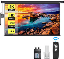 100 Inch Electric Motorized Projector Screen with Remote, 16:9 8K 4K Ultra HD Wi