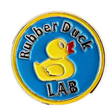 NEW Round ENAMEL Lapel Bag Pin Yellow DUCKIE "Rubber Duck LAB" from Wizard Pins