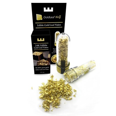 99.99% Purity Edible Gold Leaf Flakes - 120mg | Goldleafking | Multi Purpose