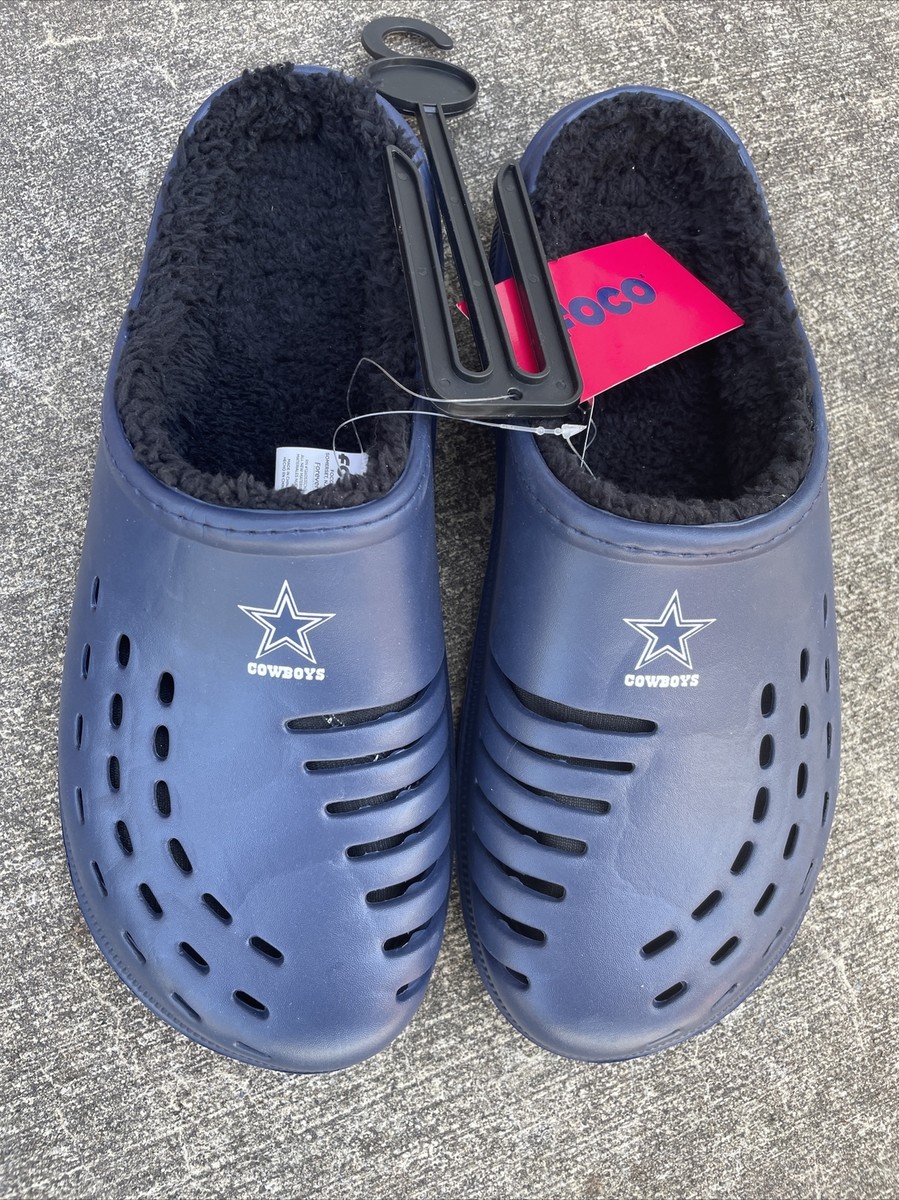 FOCO NFL Fleece Fur Lined NEW Sandals Slides DALLAS COWBOYS 