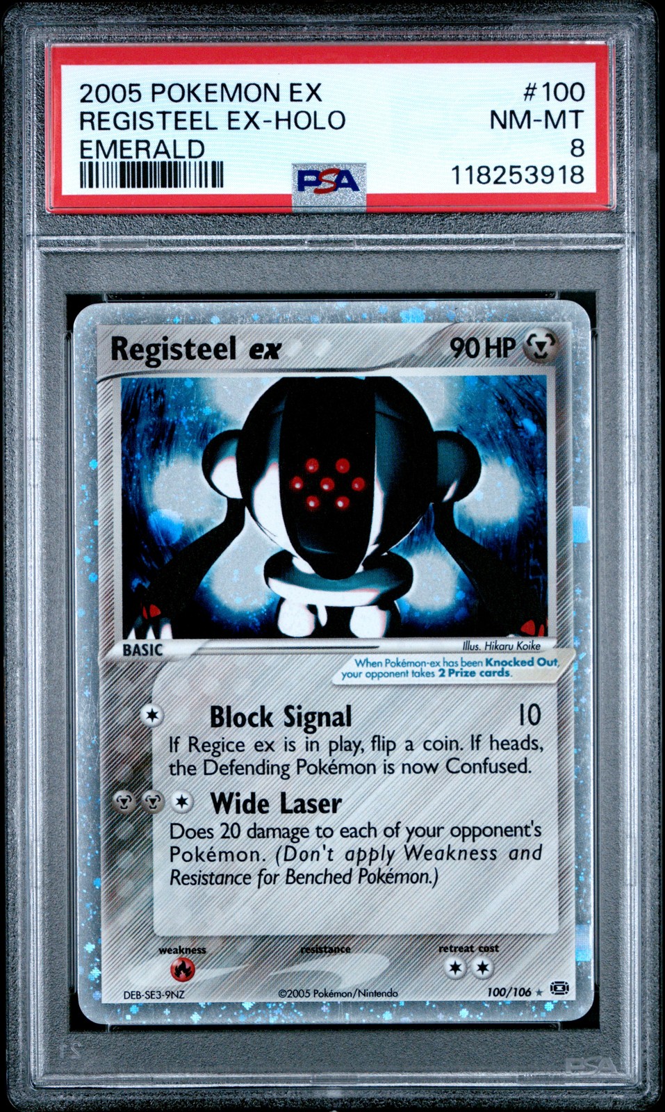 2005 POKEMON EX EMERALD #100 REGISTEEL EX-HOLO PSA 8