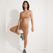 Madewell Tan Check High Rise MWL Flex Leggings Size Medium