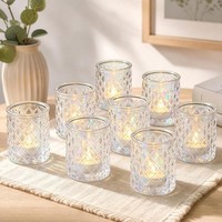 Teelichthalter Glas 12Er Set Diamantmuster FüR Teelichter Deko Tisch