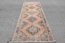 Turkish Vintage Rug 4,5x12,1 ft, Red Floral W...