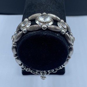 Silver-Tone & Crystal Art Deco Bracelet 40.9g