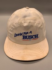VINTAGE Busch Beer Hat Cap Snap Back White Stylemaster Made in USA 90s Mens