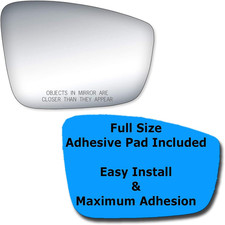 Replacement Passenger Side Mirror Glass for VW Passat 2013-2017 with Adhesive