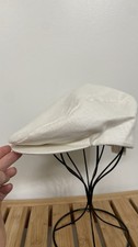 NWT Genuine Linen Flat Cap Mens Large White Driving Golf Hat