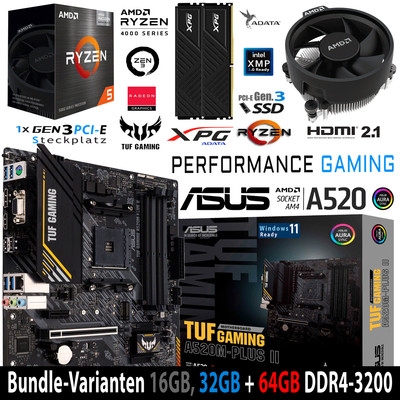 PC Bundle AMD Ryzen 5 5600GT ASUS TUF Gaming A520M-Plus II mit 16, 32 +64GB DDR4