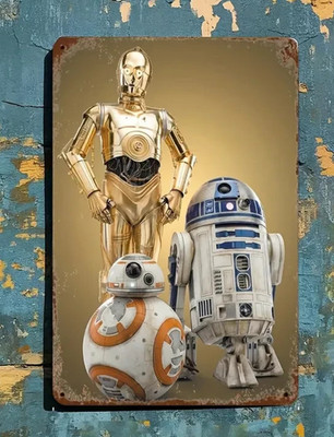 Star Wars Droiden - R2-D2, C-3PO, BB-8 Metall Wandschild