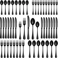 20 Pcs Black Silverware Set, Stainless Steel Flatware Set Service for 4, Mirror 