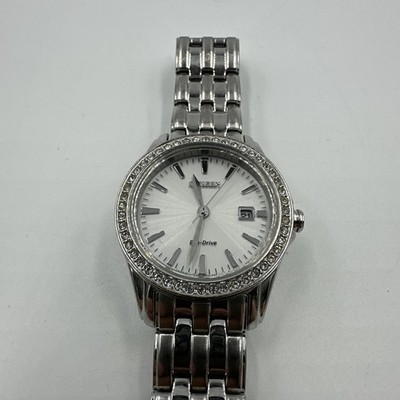 Citizen Silver Ladies Watch Silhouette Crystal Eco-Drive Wristwatch E011-5094461