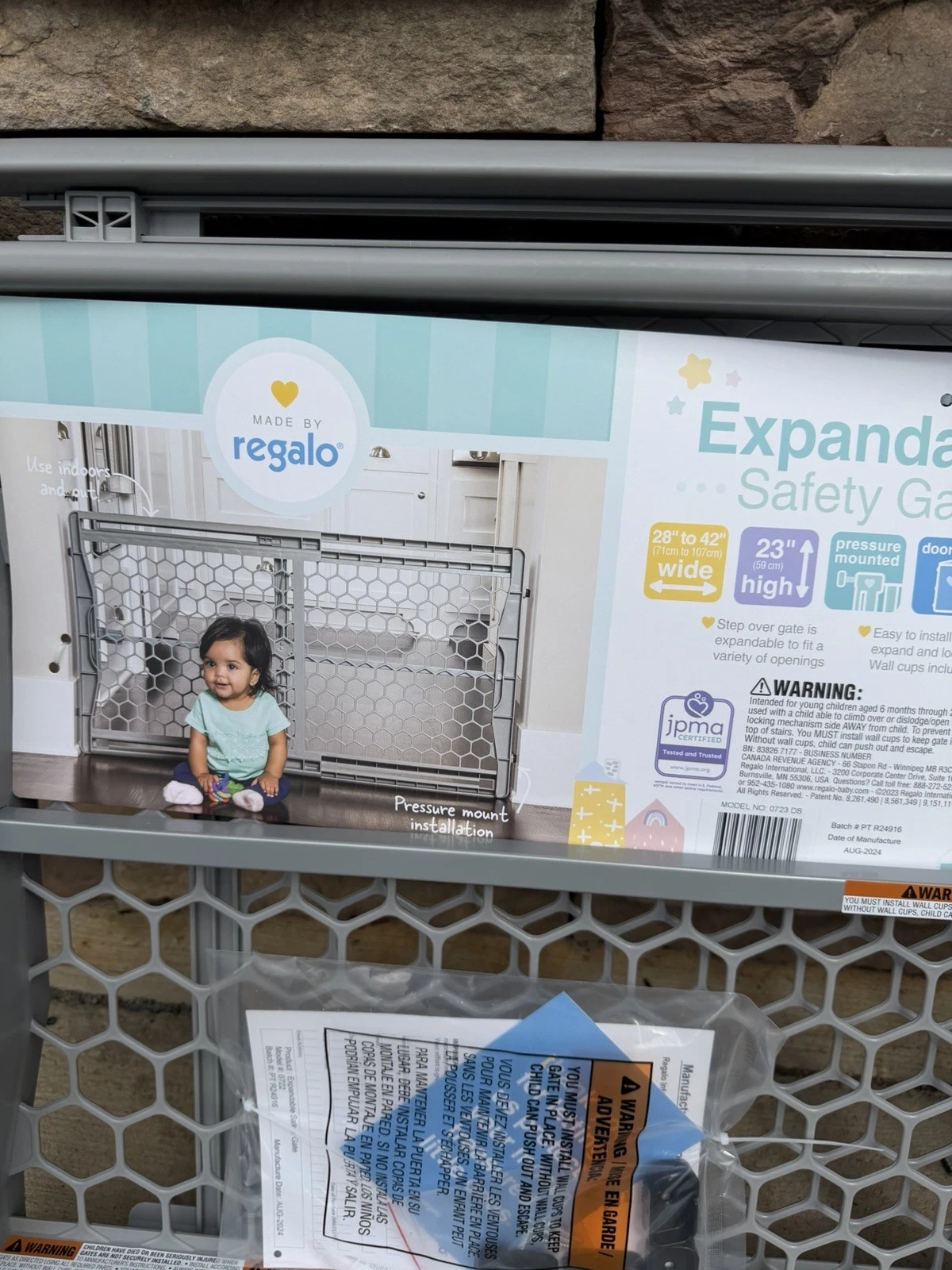 Expandable Baby Safety Gate Adjustable Pressure Mount 28-42 Inches Toddlers Pets