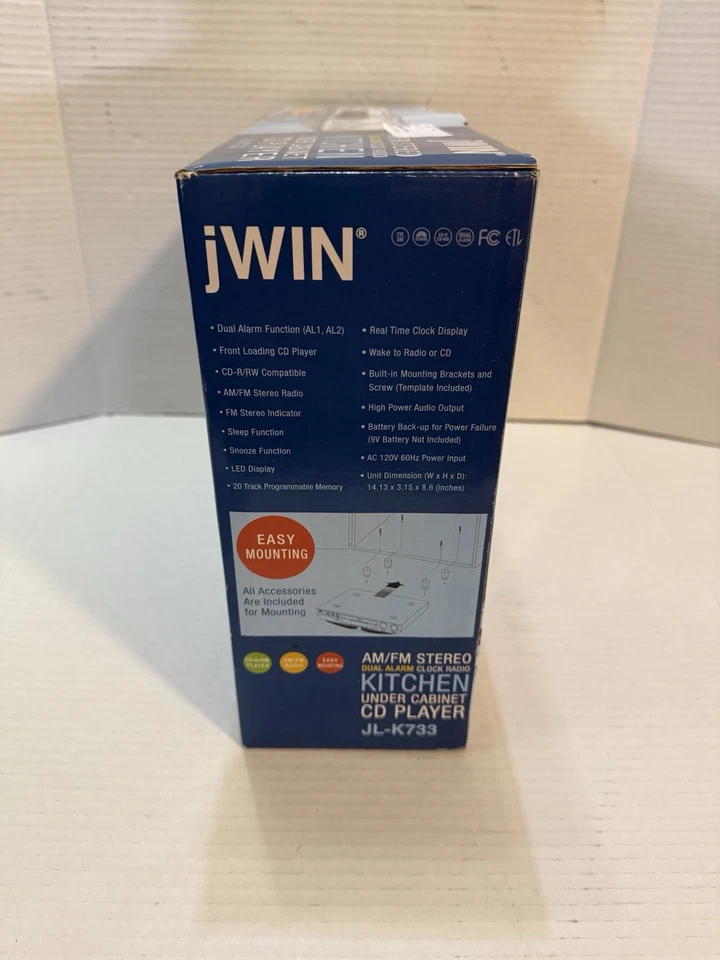 NUEVO reproductor de CD jWIN debajo del gabinete con radio reloj JL-K733 Foto 3 de 4