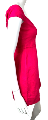 Reformation Gavina Linen Mini Dress Size 4 Hot Pink Smocked Back Zip  Sweetheart | eBay