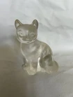Fenton Glass Cat Figure Frosted Glass Sitting Figure 3.5 w Original Sticker