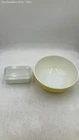 Pyrex Gooseberry Refrigerator Dish With Lid And Yellow Mixing Bowl Set Of 2