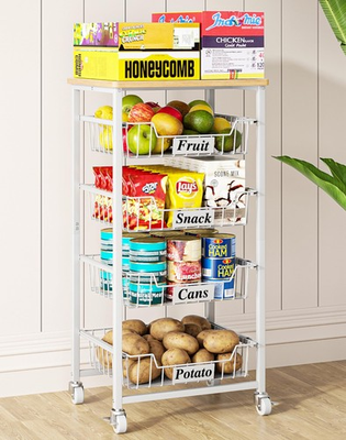 #ad OKZEST 5 Tier Small Kitchen Storage Cart on Wheels with Pull Out Drawers $79.64