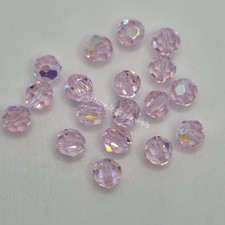 12pc Swarovski Crystal Rosaline AB 6mm Faceted Round 5000 Beads; Iridescent Pink