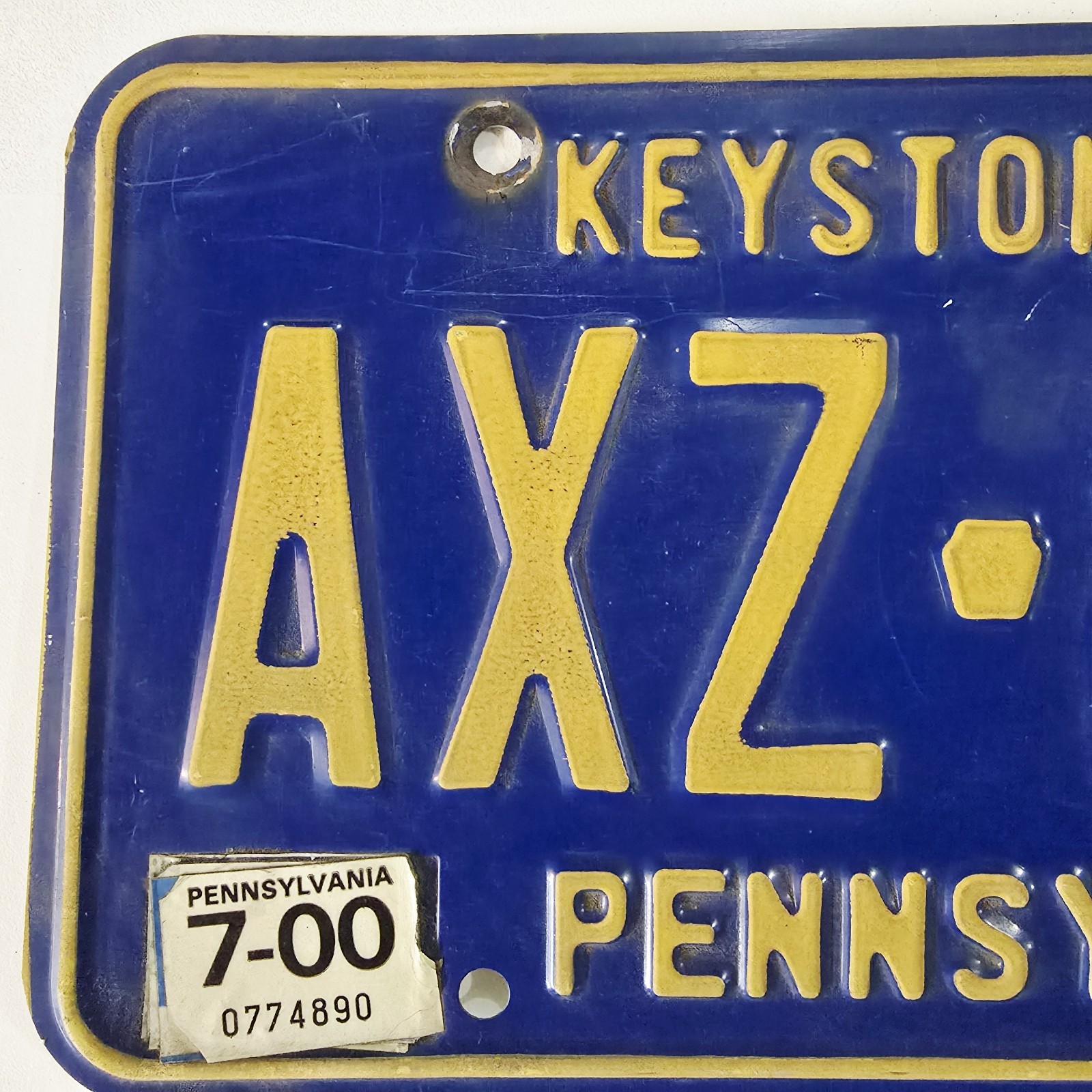 PENNSYLVANIA LICENSE PLATE 🔥FREE📬🔥 AXZ 8007 ~ 2000 KEYSTONE STATE TAG