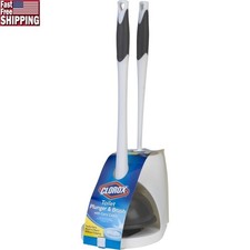 Toilet Plunger Bowl Brush Set W/ Caddy Heavy Duty Cleaning Combo Unclogging Tool