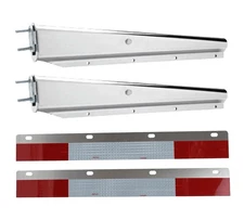 30" Chrome Spring Loaded Mud Flap Hanger 2.5" Bolt Spacing Reflective Tapes