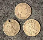 1911 Barber 1918-S Walking Liberty 1917 Walking Liberty Half Dollar Coin Lot