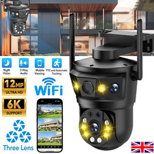 12MP 6K Triple Lens IP Camera Wireless WIFI Outdoor CCTV PTZ Home Security Cam