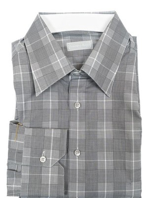 NWT STEFANO RICCI Black & White Micro-Check (Gray) Shirt Men's XL Neiman Marcus
