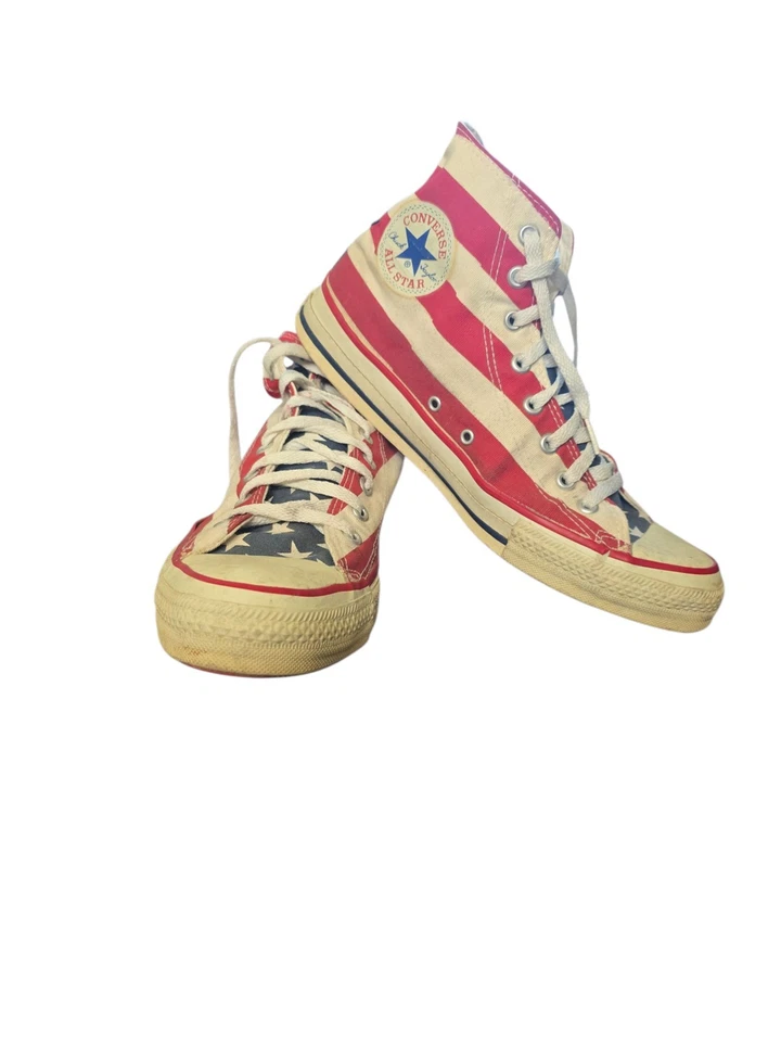 DE COLECCIÓN CONVERSE CHUCK TAYLOR TOP ALTO EE. UU. TALLA 10 PARA HOMBRE ROJO BLANCO AZUL USADO Foto 2 de 4