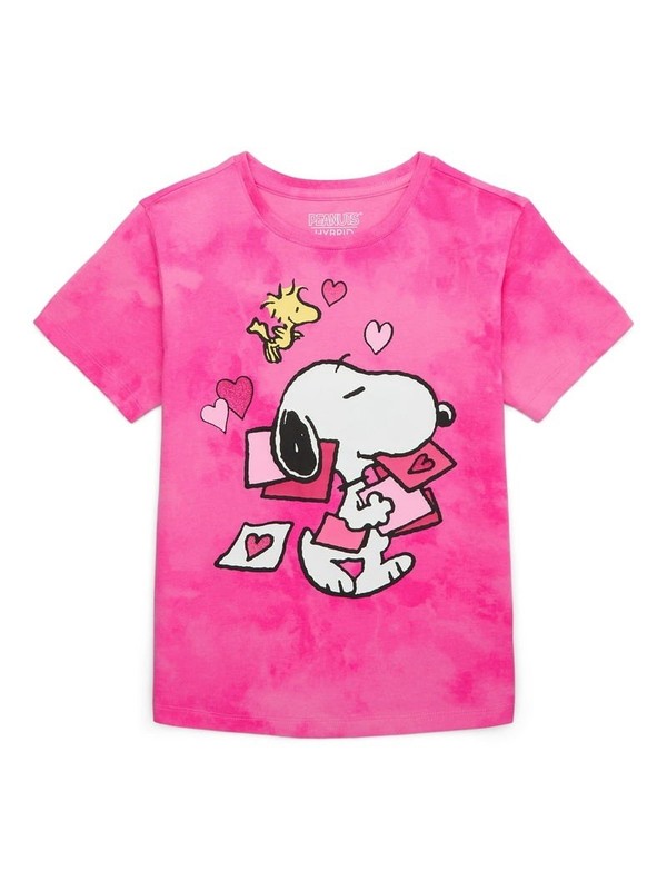 Girls Snoopy Valentine’s Day Short Sleeve Graphic Tee 7/8