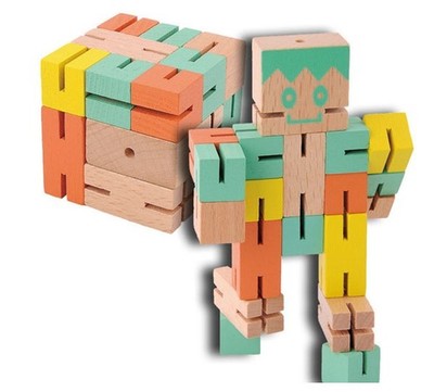IQ-Test ''Puzzle Boy'' aus Holz grün, orange, gelb 