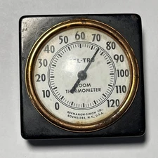 Vintage Tel-Tru Germanow-Simon Copper Plated Room Thermometer USA Made 0-120° GB