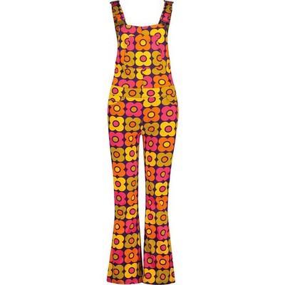 WOMEN'S MADCAP RETRO 70s FLORAL FLARED DUNGAREES Bib Flares Celandine MC1018